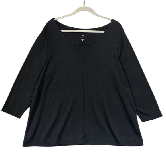 J. Jill Perfect Pima 3/4 Sleeve Seamed Tee Black Size XL Scoop Neck - Picture 1 of 6